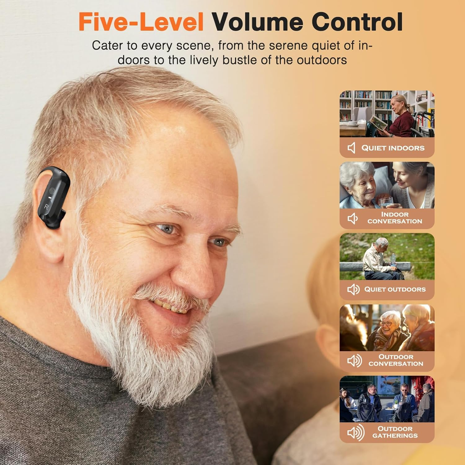 Rechargeable BTE Hearing Aids for Seniors and Adults, Standard Black Model for Severe Hearing Loss with Noise Cancellation and 5 Adjustable Volume Levels, Black Standard Version image number 1