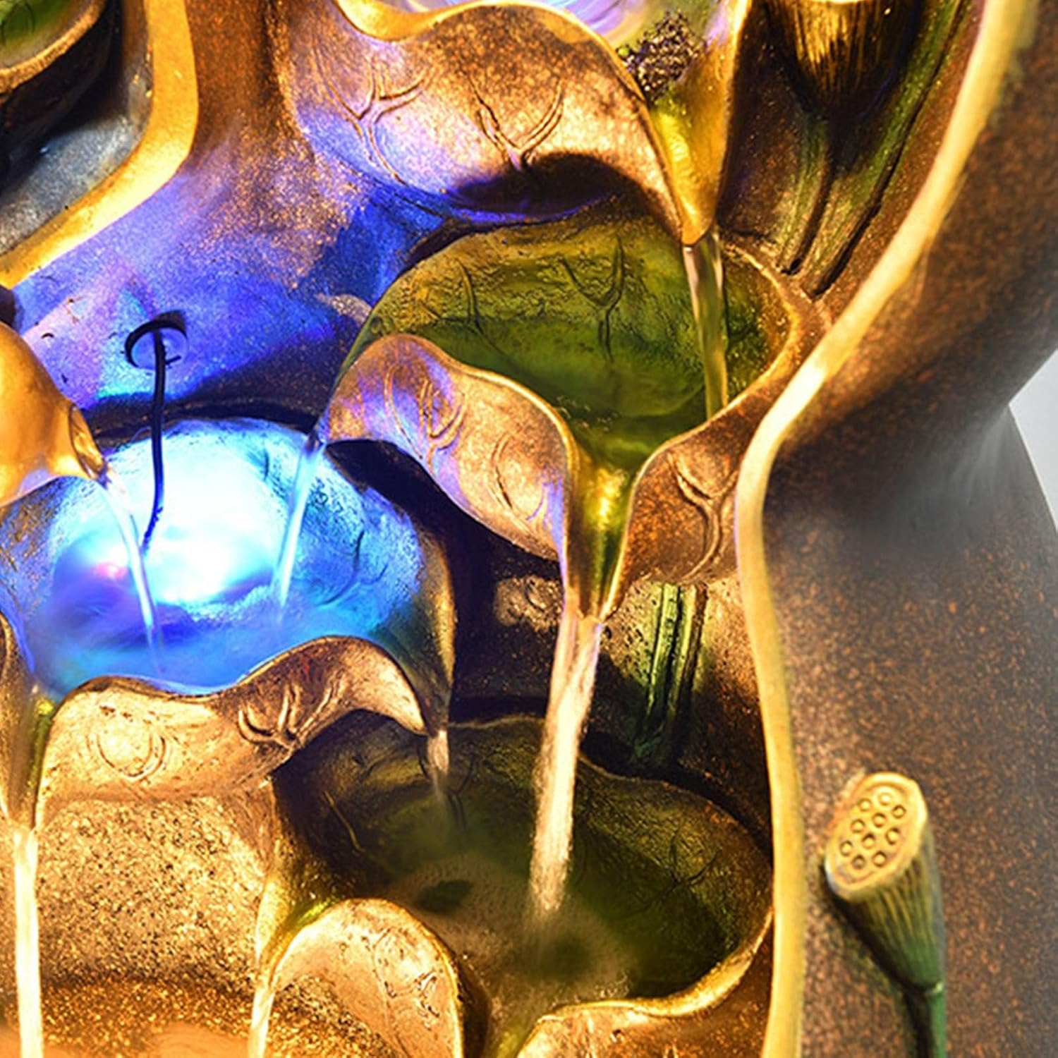 Outdoor Fountain Lucky Gourd Flowing Water Fountain, Circulating Living Room Balcony Floor-Standing Decorations(53 * 53 * 133Cm)