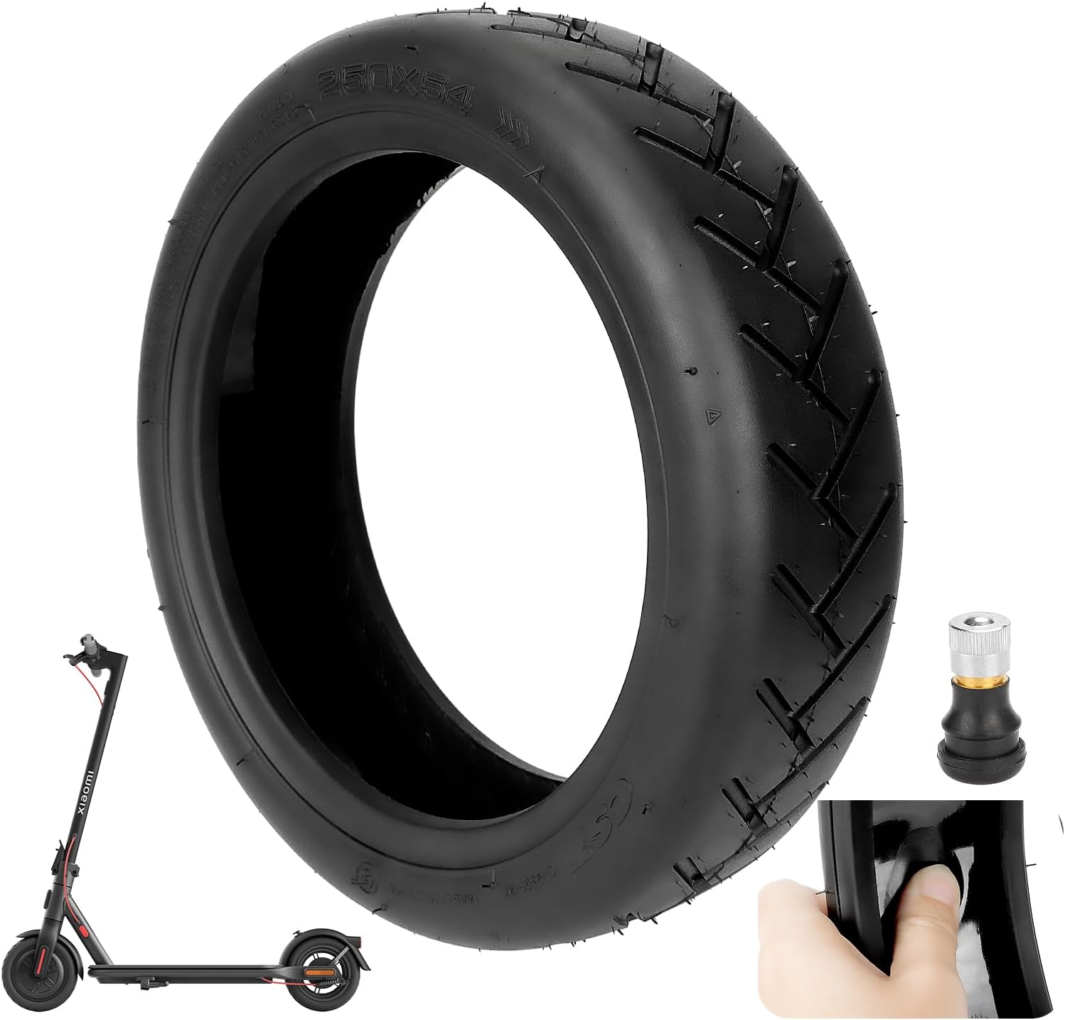 The Tubeless Tyres 250 X 54 Are Repairable and Suitable for Xiaomi 4 Electric Scooter, 10 X 2.125 Tubeless Tyres for Ninebot F20 F25 F30 F40, 10 Inch Replacement Tyres Front/Rear Tyres, 1 Piece