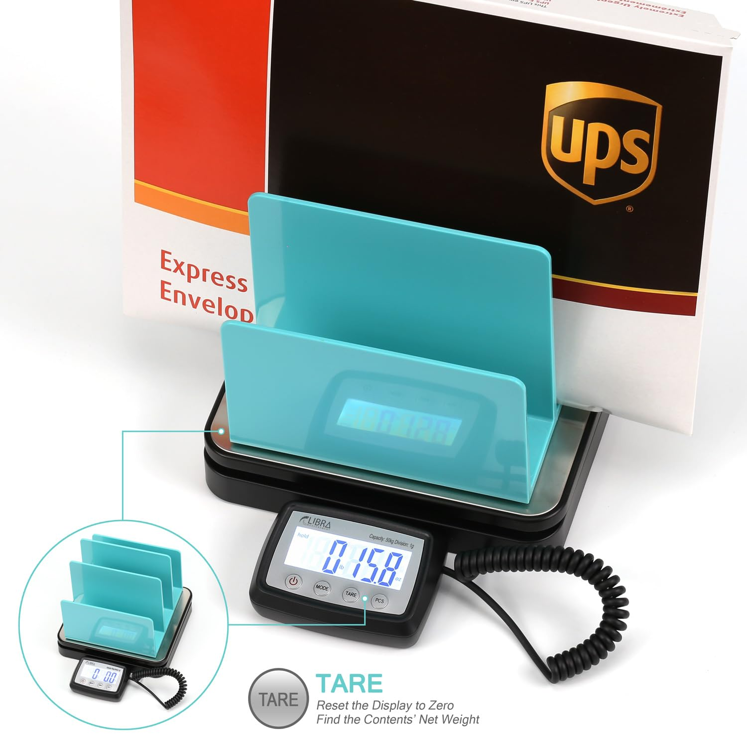 110 Lb (50 Kg) Digital Postal Scale, Stainless Steel Pan, Backlit Display, Piece Counting, Multiple Units, Capacity: Max 50 Kg (110 Lb), Min 5 G (0.2 Oz), Division 1 G / 0.1 Oz image number 3
