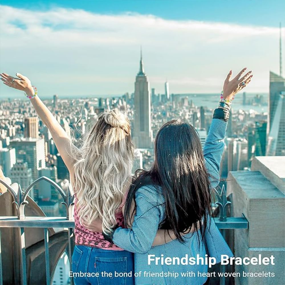 2 Pack Big Sister Gifts for Little, Pastel Rainbow Heart Rainbow Ball Big Little Sister Bracelet Big Sister Announcement, Sister Birthday Jewelry image number 2