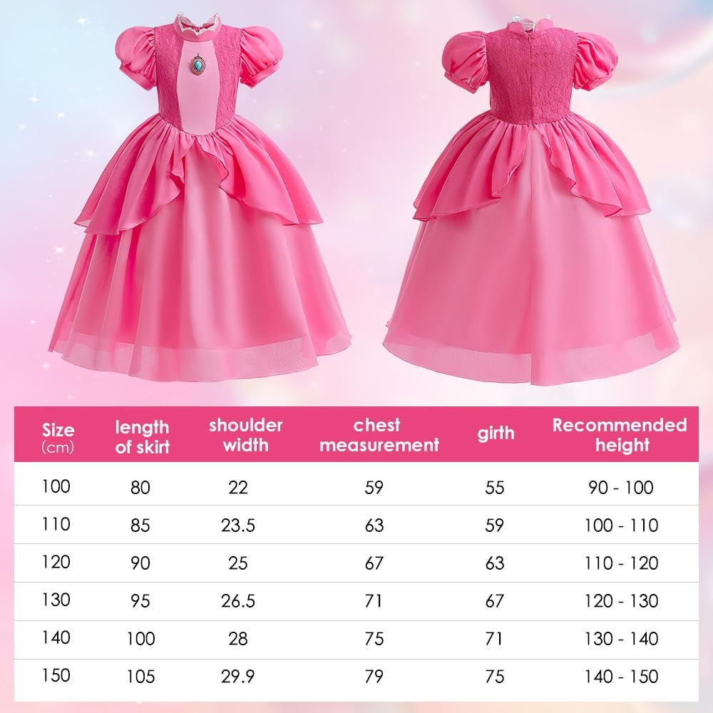 AUTOWT Princess Costume for Girls, Toddler Princess Cosplay Dress Up, Halloween Cosplay Costume for Christmas Birthday Party Gown, Aged 3-8(120) image number 2