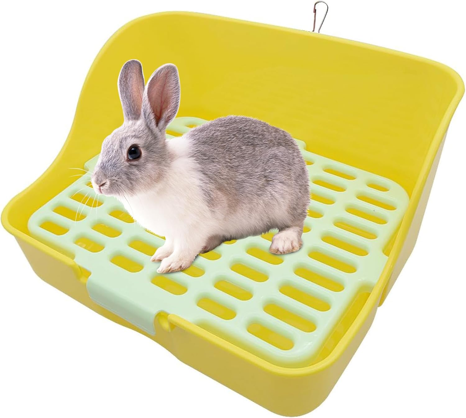 Rabbit Litter Box, Bunny Toilet Box, Large Rabbit Litter Box Trainer, Rectangular Plastic Square Cage Box with Hanging Clip, Bunny Corner Litter Pan Pet Toilet Potty Trainer, Small Animal Toilet (PK)
