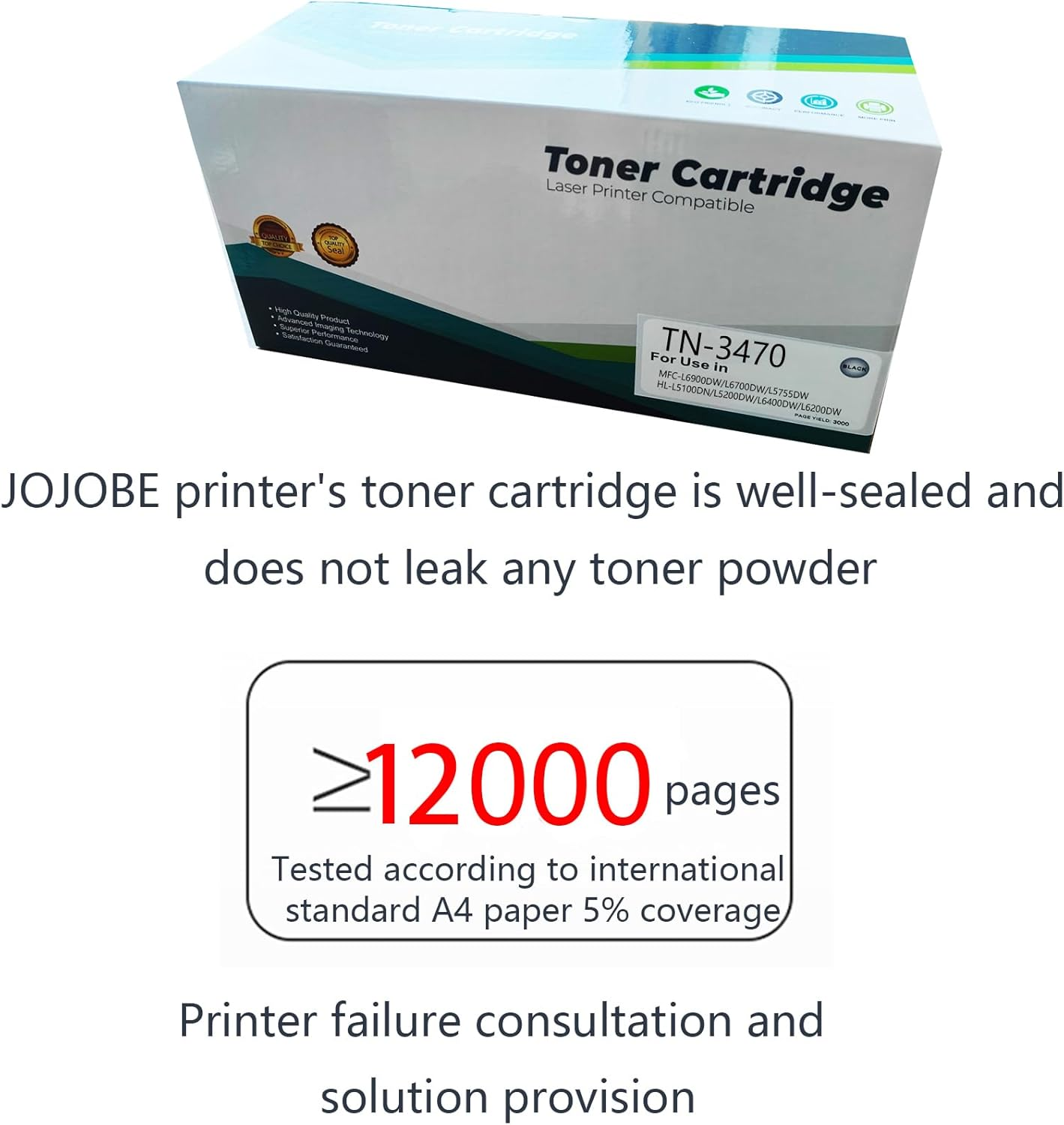 JOJOBE Planet TN-3470 Compatible Toner Cartridge with Brother MFC-L6900DW L6700DW L5755DW HL-L5200DW L5100DN L6400DW L6200DW , 12000 Pages per Cartridge image number 2