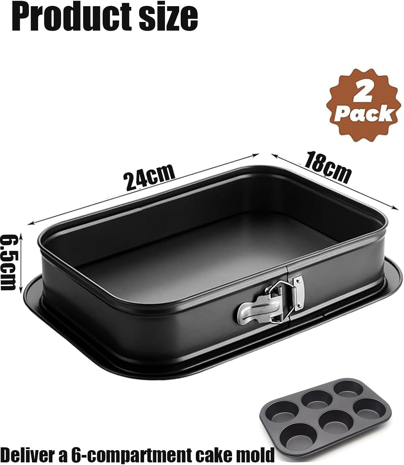 2 Pack Large Springform Cake Pan, Non-Stick Baking Pan Mold with Removable Bottom for Ice Cream Cake Bakeware, Black image number 2