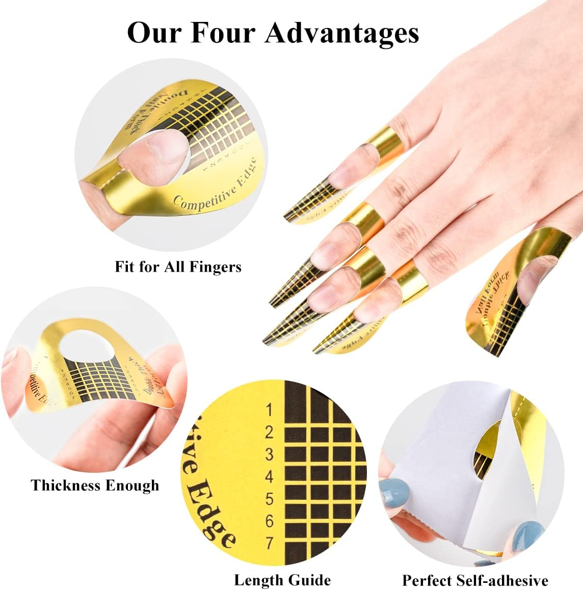 Subay 200Pcs Professional Long Nail Forms for Acrylic Nails, Polygel Nails, Thick Nail Extension Forms for Nail Art Tips, Premium Acrylic Nail Paper Forms, Nail Former Stickers for Professional Use image number 4