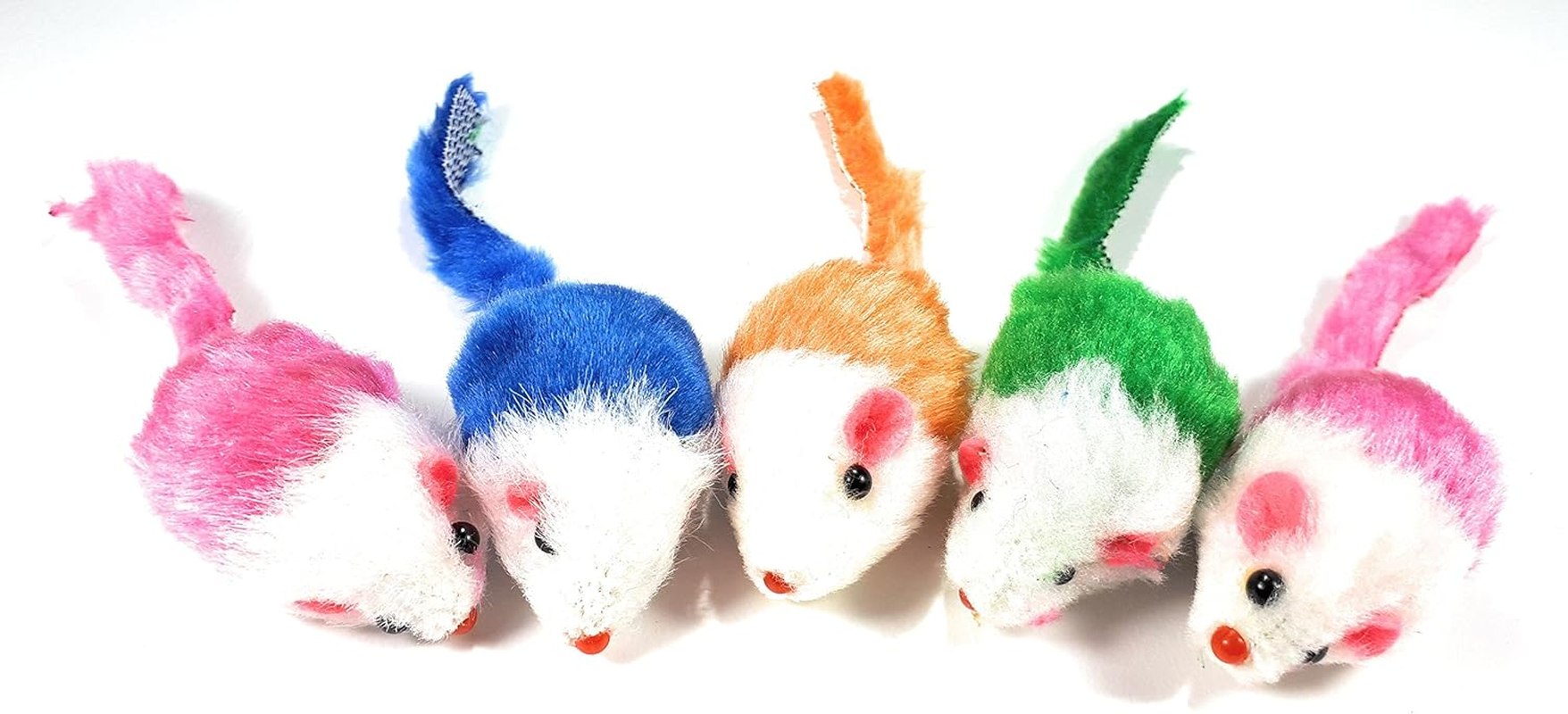 Play Fur Mice Cat Toys ? Mixed Bag of 10 Play Mice with Rattling Sounds ? 4 Color Variety Pack of Catnip Toy image number 6