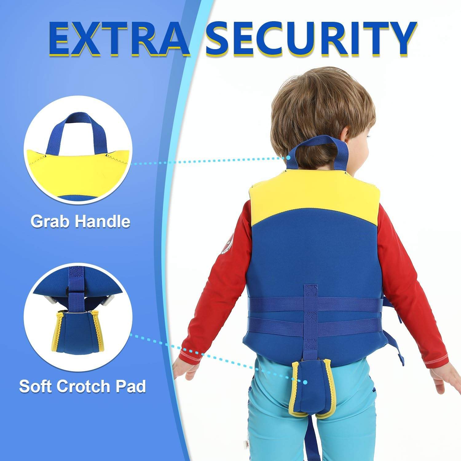 Kids Swim Vest Toddler Floaties for 24-66 Lbs Boys Girls, Toddler Swim Vest with Adjustable Safety Strap, Easy on and off Swimming Aid for Age 2-6 Years Learn to Swim image number 4