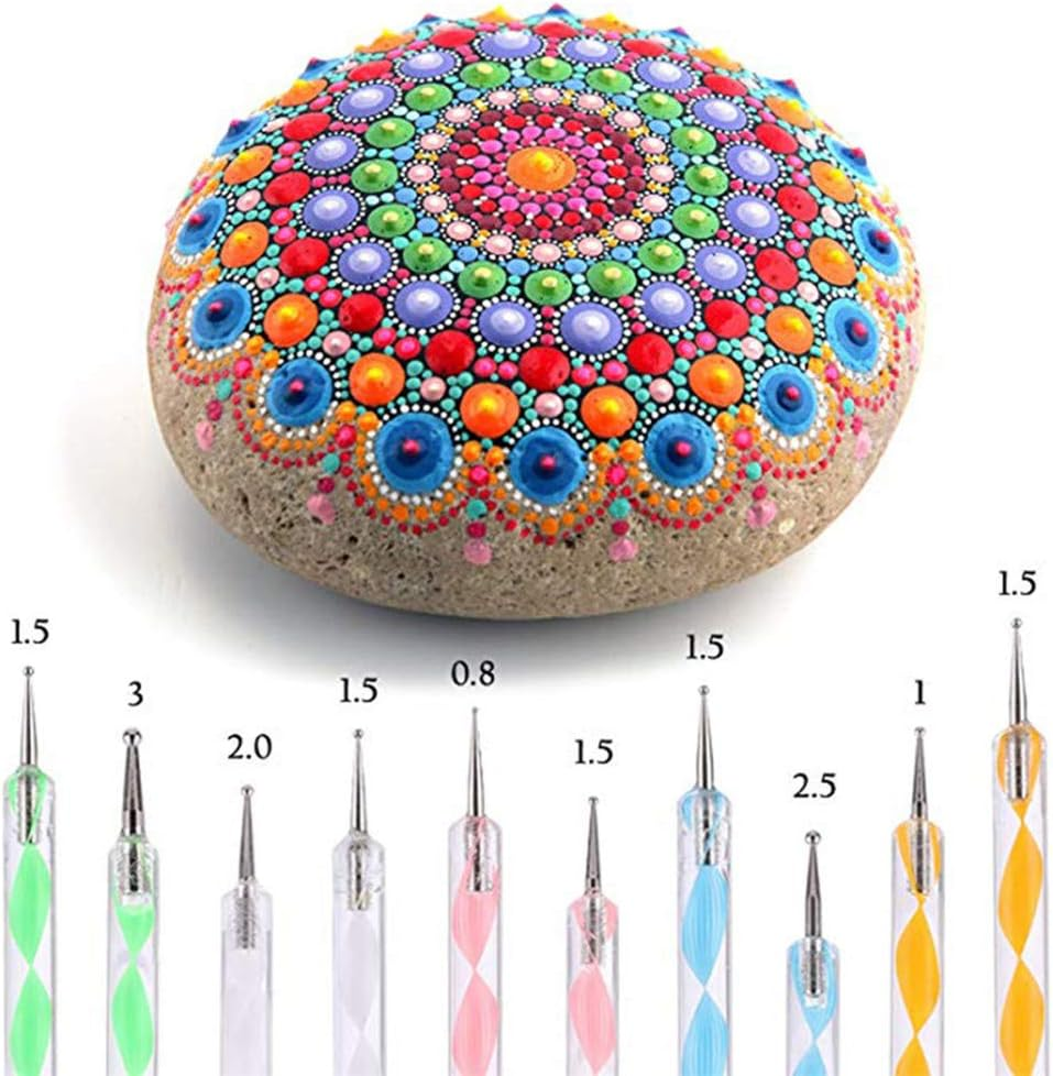 13 Pcs Mandala Art Dotting Tools, Rock Painting Kit Mandala Ball Stylus Dotting Tools Nail Art Pens Acrylic Rods for DIY Stone Drawing Polymer Clay Pottery Craft