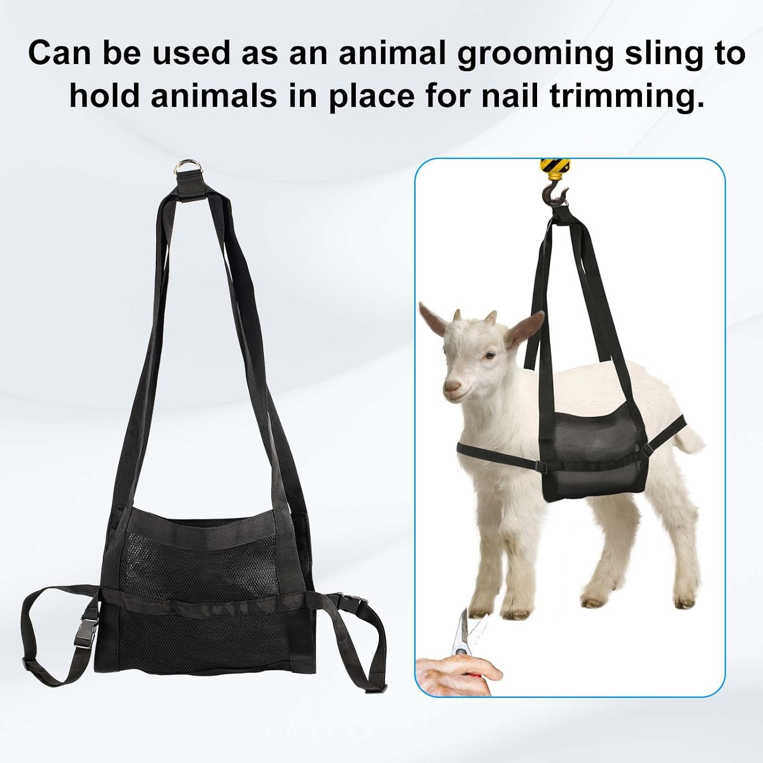 Calf Sling for Weighing Newborn Animals, Lamb Weight Sling with Adjustable Straps & Buckle Nylon Hanging Scale Livestock Sling for Baby Goat Hoof Trimming Dog Grooming image number 2