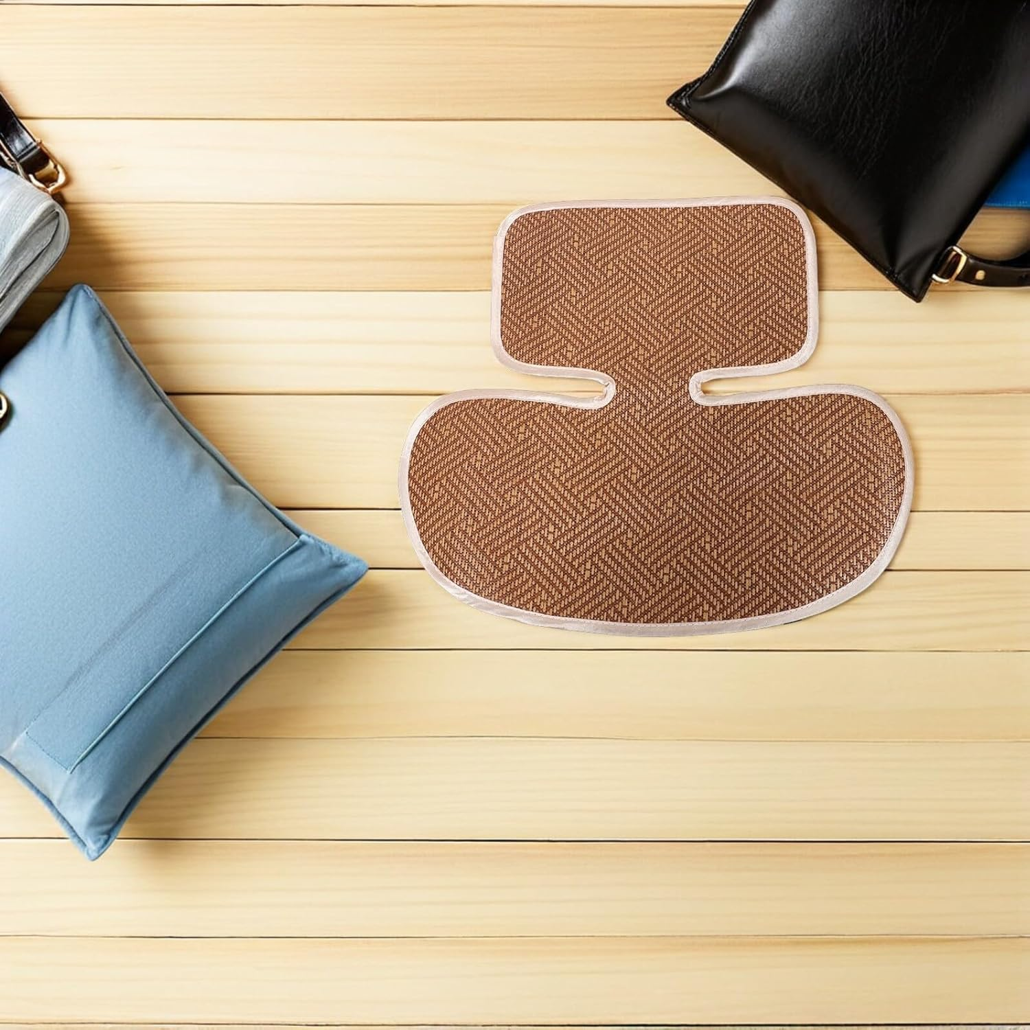 Universal Seat Cooling Pad Breathable Rattan Cooling Cushion for and Seat, Moisture Wicking Soft Pram Liner for Summer Use image number 2