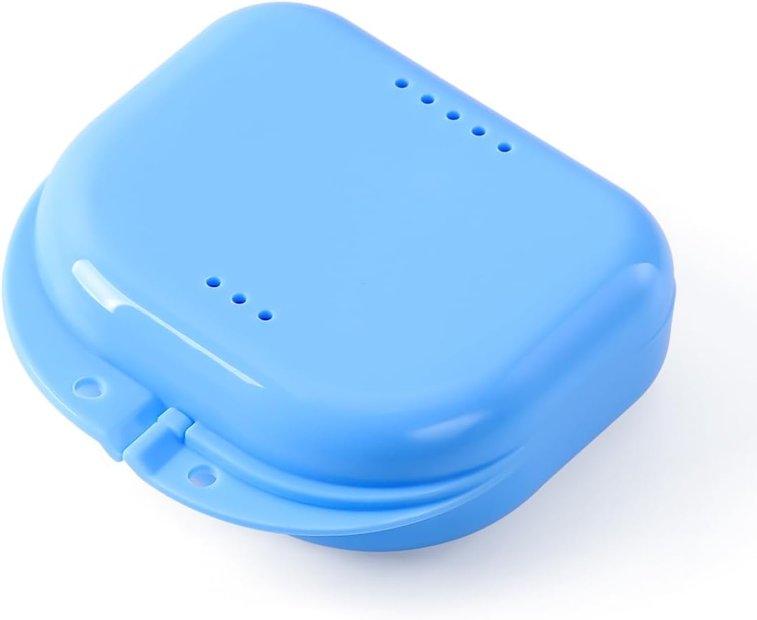 JMU Retainer Case with Vent Holes, Orthodontic Retainer Case Mouth Guard Case with Tight Snap Closure, Light Blue - Blue/Black/Purple/Pink image number 3