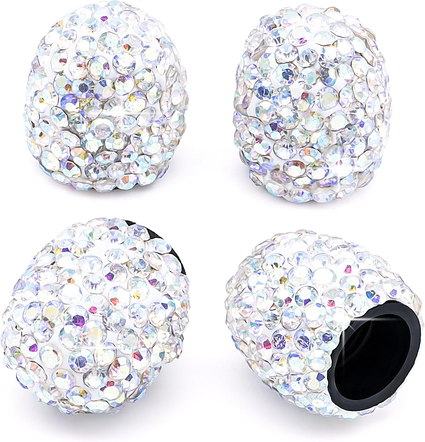 MEAJOO 4PCS Bling Crystal Diamond Tire Stem Valve Caps, Dustproof Car Wheel Tire Valve Caps Universal Tire Valve Stem Covers for Cars, SUV, Trucks, Bikes, Motorcycles, Bicycles (White)