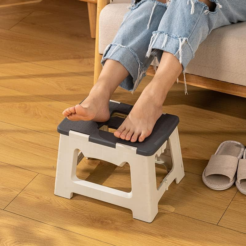 Kitty Folding Stool, 9 Inches, Non-Slip Folding Step Stool,Great for Kitchen, Bathroom, Bedroom, Kids or Adults (Khaki) (Gray) image number 5