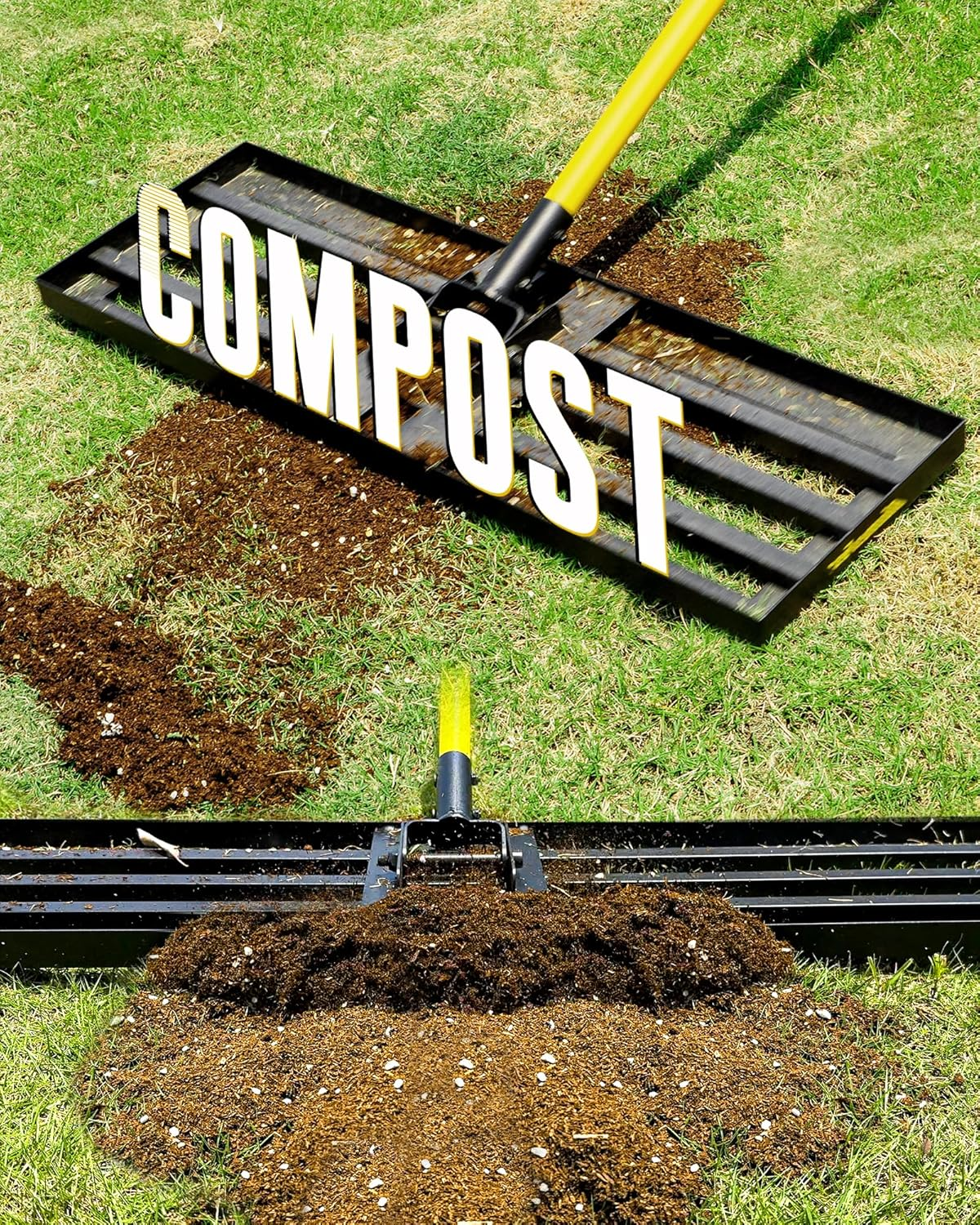 Blumetrec Lawn Leveling Rake, 76X25.5Cm Top Soil Spreader, Heavy Duty Sand Leveling Tool with 213Cm Long Handle for Fertiliser Gravel, Steel Golf Rake Soil Leveller for Yard, Garden, Golf Course image number 1