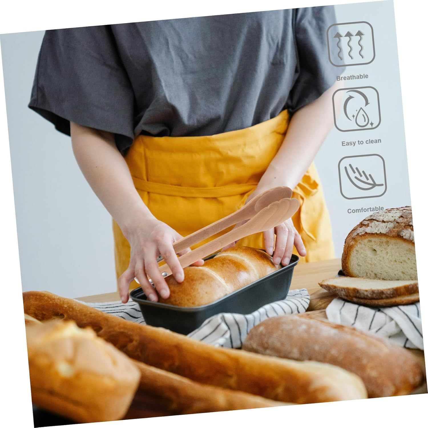 Fokmuaex Wooden Kitchen Tongs - 12" Natural Bamboo Cooking Tongs for Salad, Pasta, BBQ, Grilling & Serving, Heat-Resistant & Lightweight Kitchen Utensils