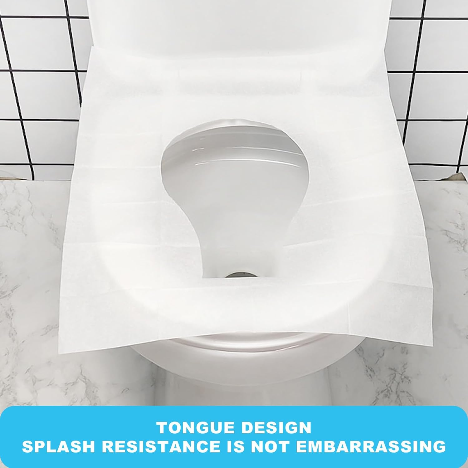 100PCS Disposable Flushable Toilet Seat Covers &ndash; Travel Essentials for Public Restrooms, Airplane, Camping & Outdoor Use &ndash; Hygienic Paper Covers for Men & Women image number 5