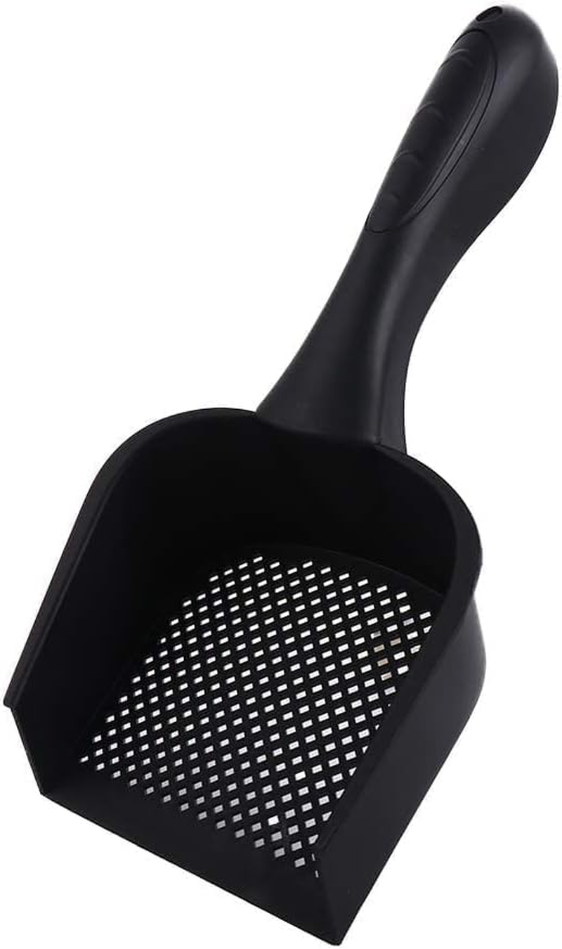 Large Cat Litter Scoop Flat Leading Edge Pet Poo Shovel Cat Fine Sand Scooper Sand Waste Scooper Easy to Clean Cat Toilet Products (Black, 28.8 * 10 * 3CM)