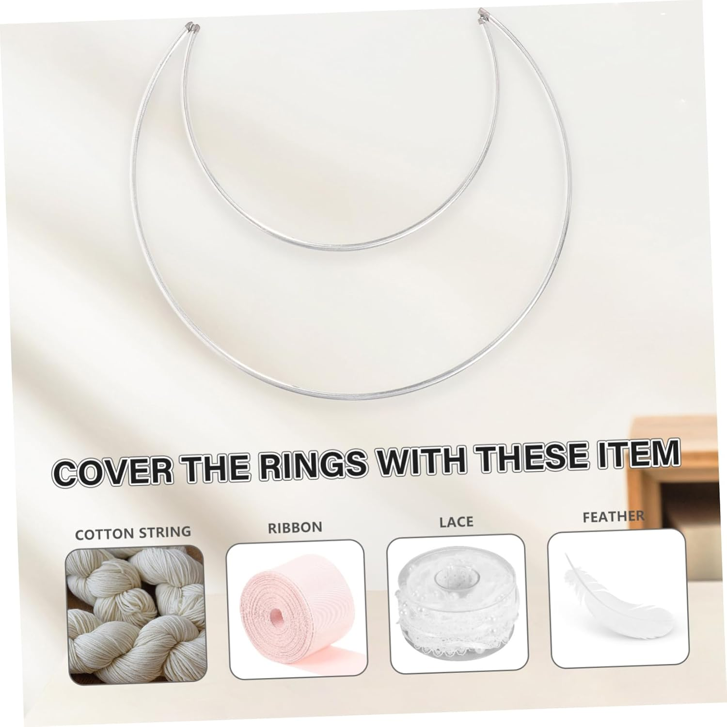 Moon Shaped Dreamcatcher Hoops DIY Craft Rings Iron Dream Catcher Decoration 10Pcs (5 Small + 5 Large) for Handmade Home D&eacute;cor Supplies image number 1