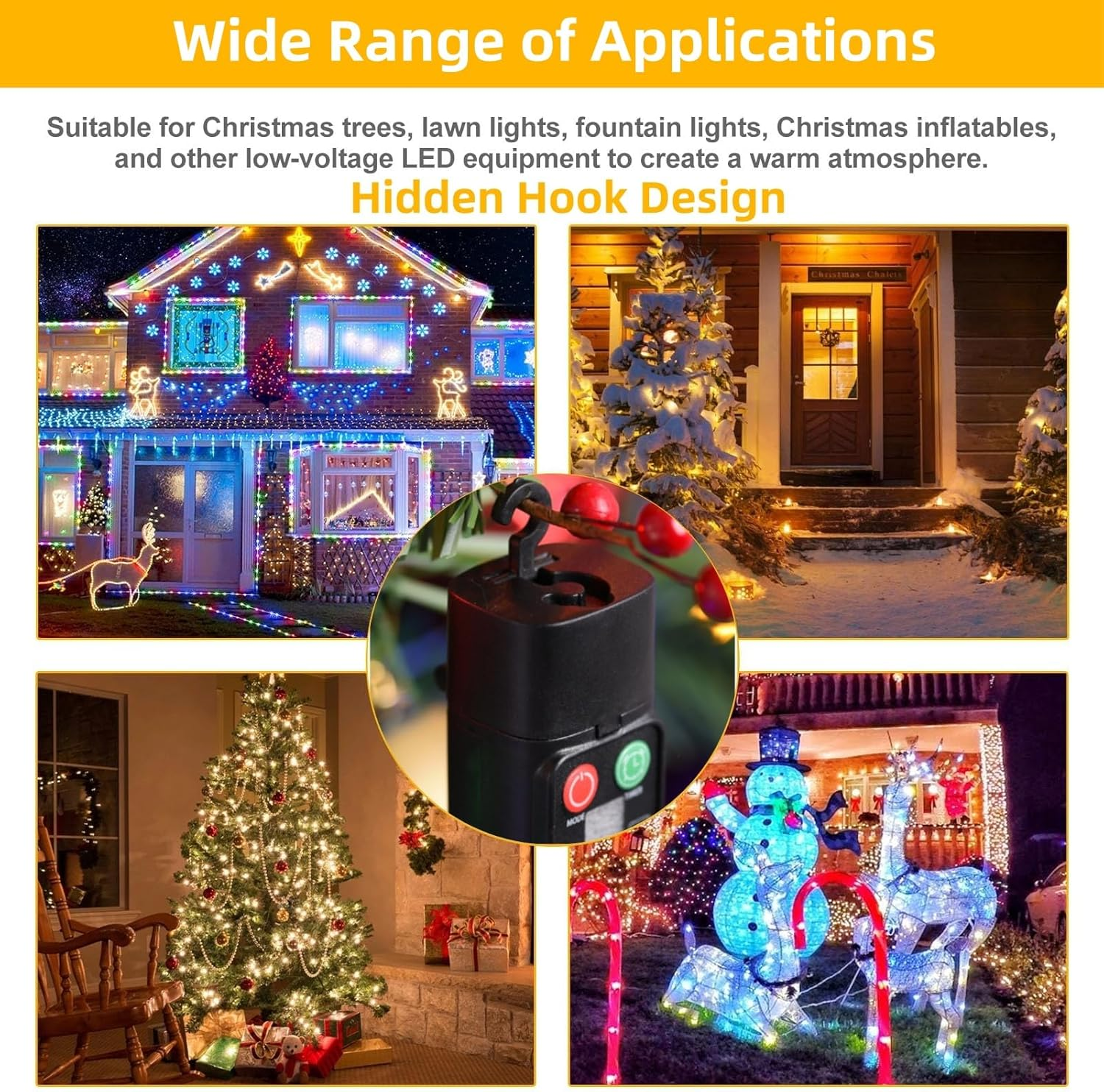 Rechargeable Light String Replacement Adapter with USB Charge Port - LED Power Supply - 8 Modes Timer - Waterproof & Portable Transformer for Christmas Lighting,String Light,Inflatable Device (1) image number 1