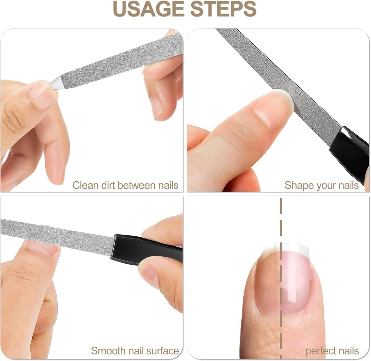 6 Pack Professional Metal Nail Files for Natural Nails - 15.2Cm/6 Inch Nail File Set for Home Salon Use - White & Black Nail Tools & Accessories image number 2