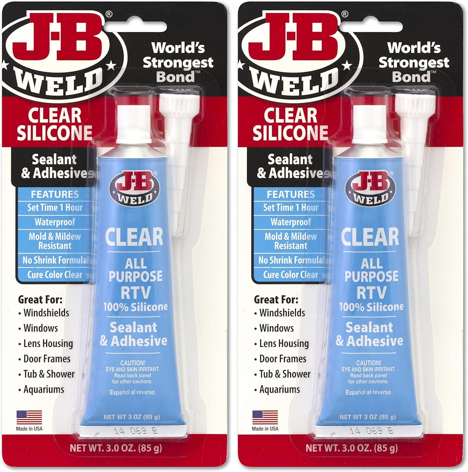 JB Weld Silicone Sealant and Adhesive, Clear, 85 G (Pack of 2)
