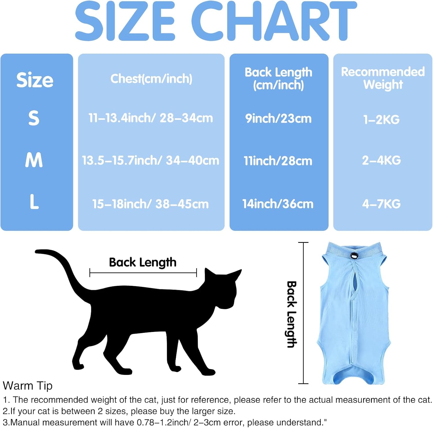 Yoolhamy Cat Recovery Suit for Post after Surgery, Elizabethan Collar & Cone Alternative, Anti-Licking Wound for Abdominal Wounds or Skin Diseases Kitten Bodysuit image number 4