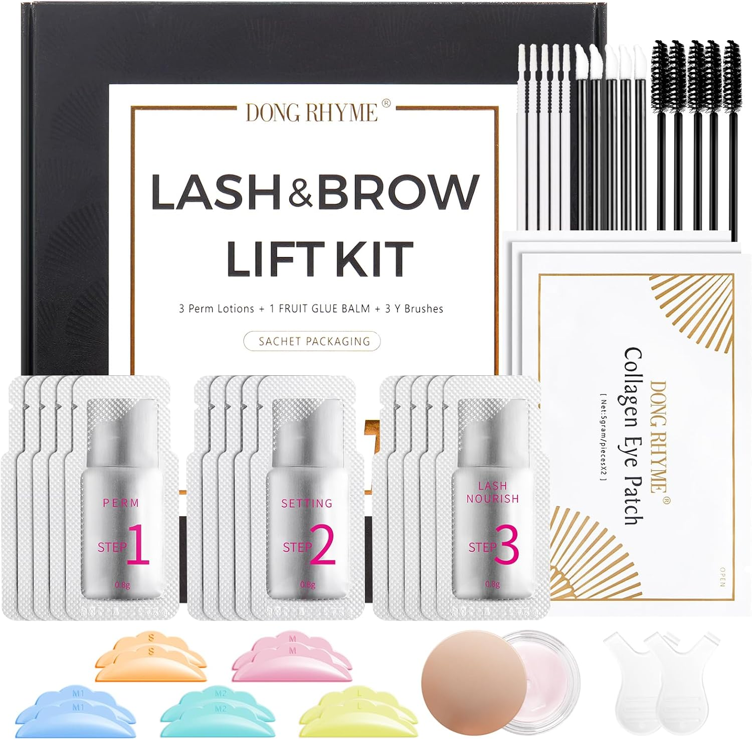 Lash Lift Kit by DONG RHYME - Professional Eyelash Perm Kit Sturdy Result, Small Disposable Packages Eyelash Lift Kit with Harmless Ingredients, Newbie Friendly Brow Lamination Kit at Home Use image number 2