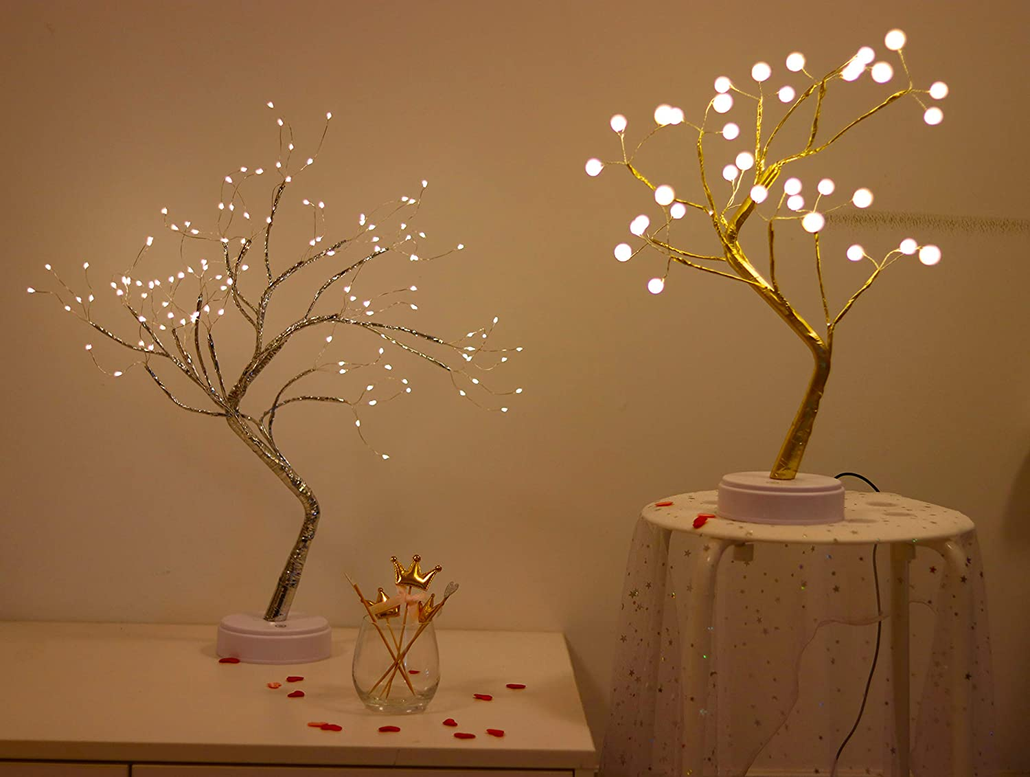 Bonsai Lighted LED Shimmer Table Top Light - Battery & USB Powered Touch Switch Lit Pearl Branch for Holiday Home Decorative Twinkling Fairy Light Spirit Tree (TLGWW-P36) image number 2