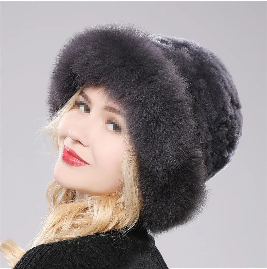 Keusyoi Luxury Women Winter Hat Fur Russian Hats Lady Fur Cap Beanies Warm Soft Fluffy Fur Hat - Beige image number 3