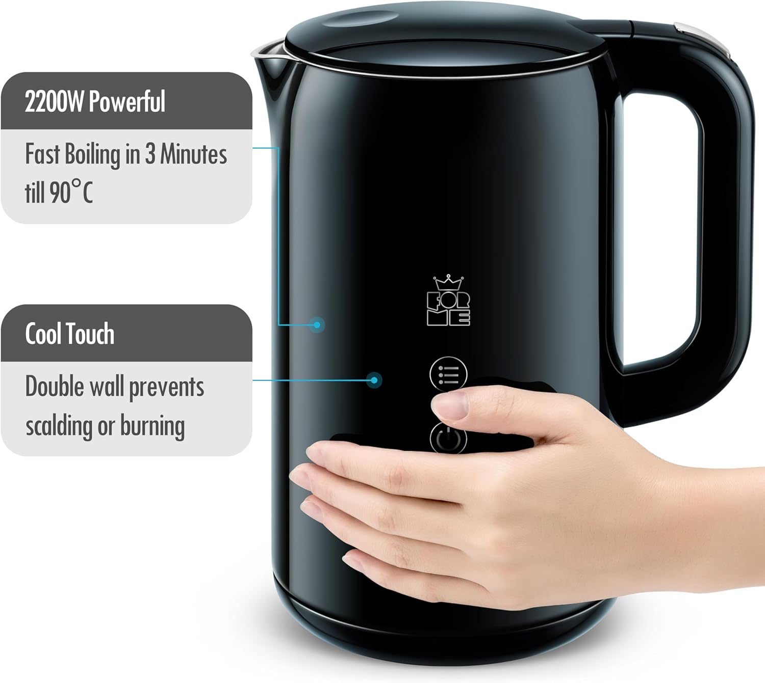 Forme Stainless Steel Kettle 1.7 L Temperature Selection 40-100 &deg;C I LED Digital Temperature Display 7 Colours LED Lighting I Teapot Tea Kettle I Keep Warm Function I BPA Free image number 4