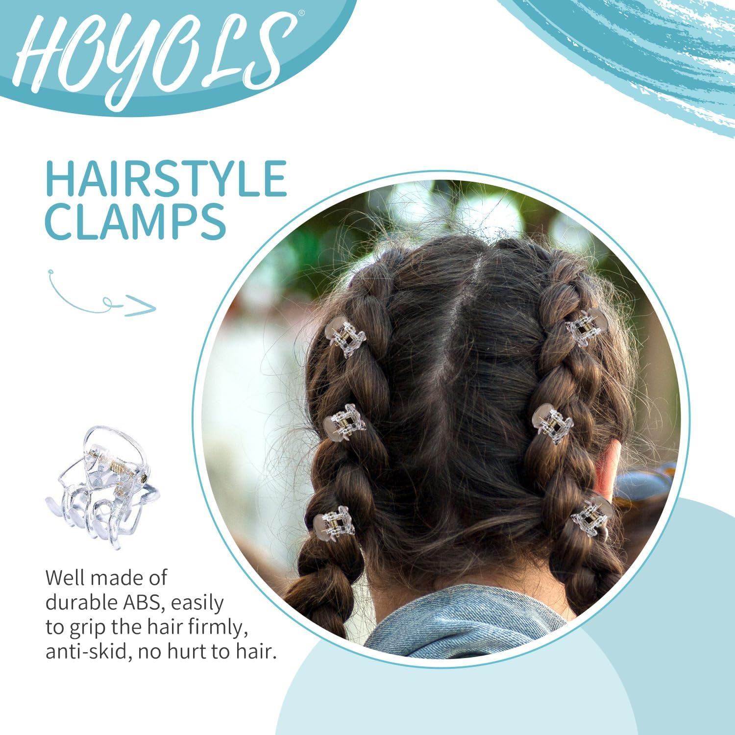 Hoyols Clear Small Hair Clips, Mini Claw Clips for Hair Strong Grip Plastic Tiny Jaw Cute Accessories No Slip for Women Girl Short Thick Hair 48 Pcs - Black image number 2