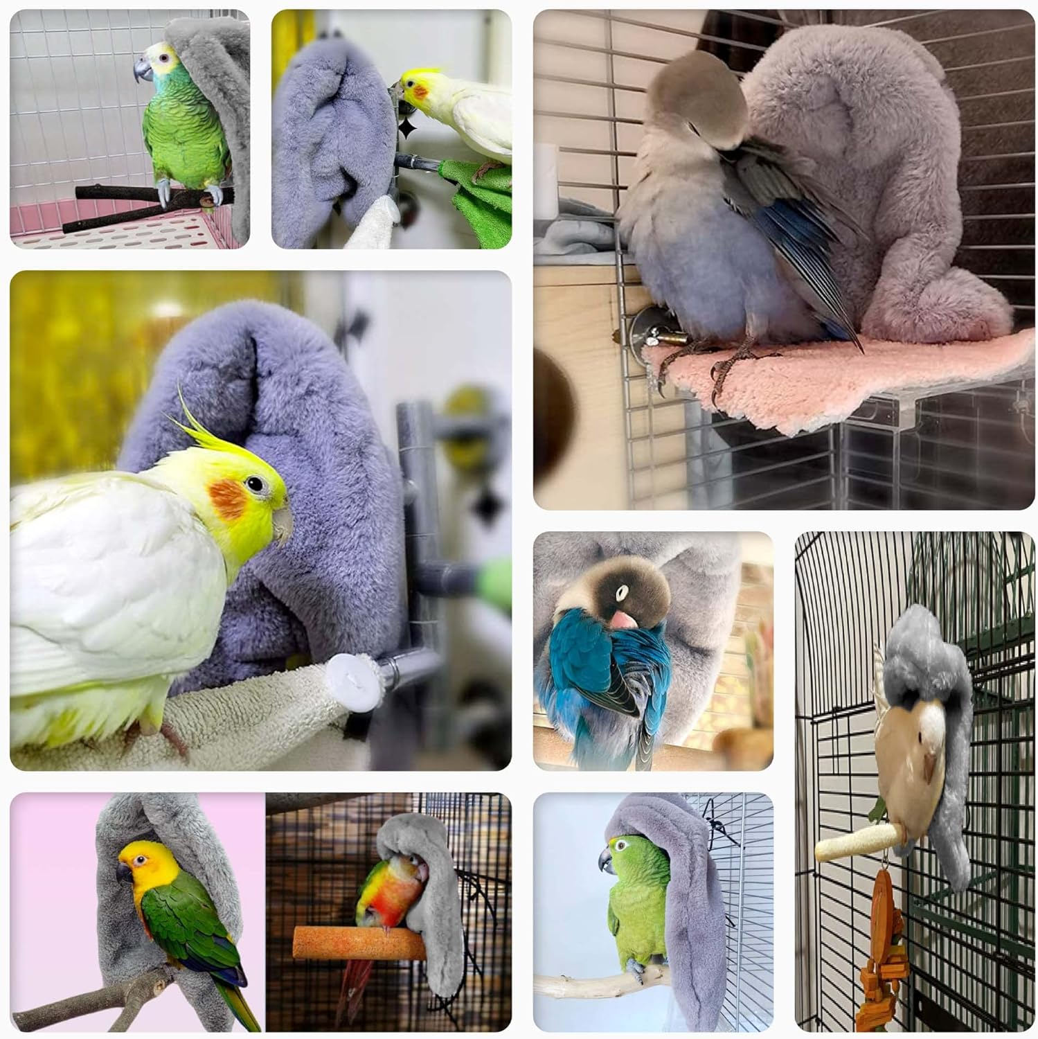 SIMENA Bird Buddy, Corner Fleece Bird Blanket, Cozy Bird Bed Warmer Parrot House for Cage, Cuddle Nest Hanging Toy for Lovebirds Parakeet (Small) image number 6