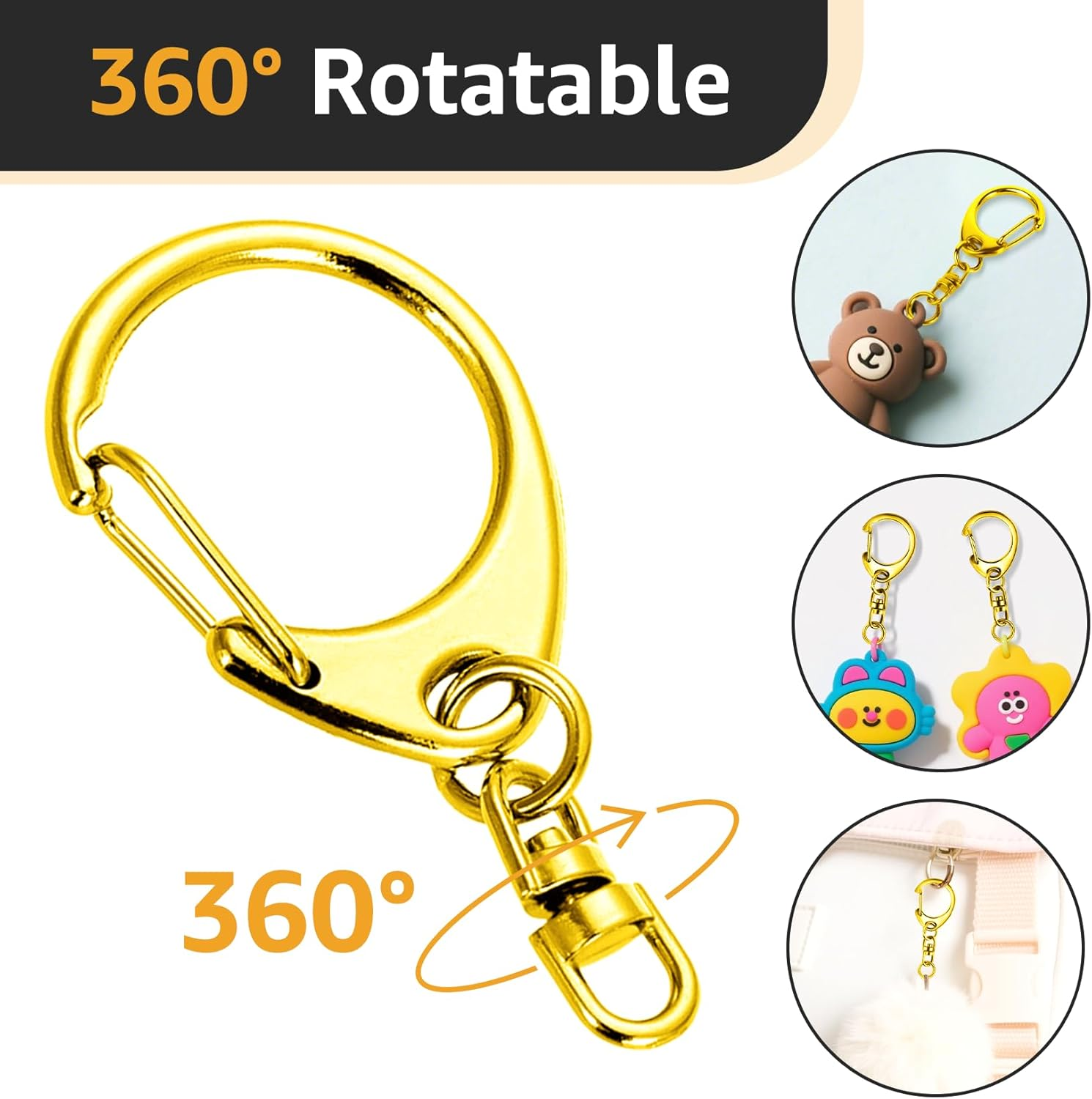 Roctee 50 Pcs Lobster Clasp Key, Keychain Clip, Swivel Clasps Lanyard Snap Hook, DIY Crafts Key Chain, Lobster Claw Clasp (Silver) image number 1