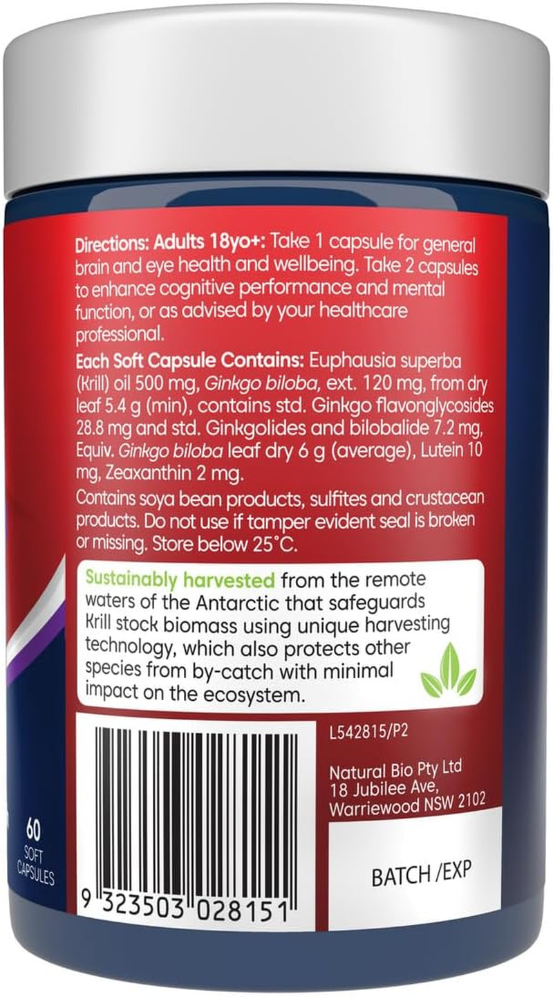 Bioglan Red Krill Oil(Tm) Active Brain & Eyes 60 Capsules image number 2