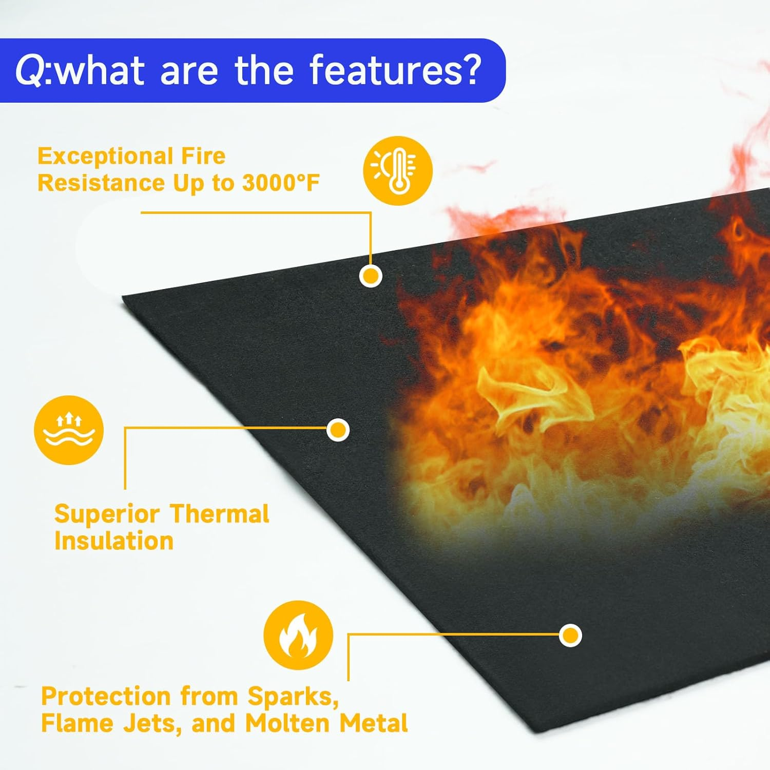 40X40 Inch Fireproof Welding Blanket Pad, Carbon Felt Wick & Flame Retardant Fabric, 5Mm Thick Fireproof Heat Resistant Mat, up to 3000&deg;F for Soldering, Firepit, Grill, Smoker & Plumbing image number 6
