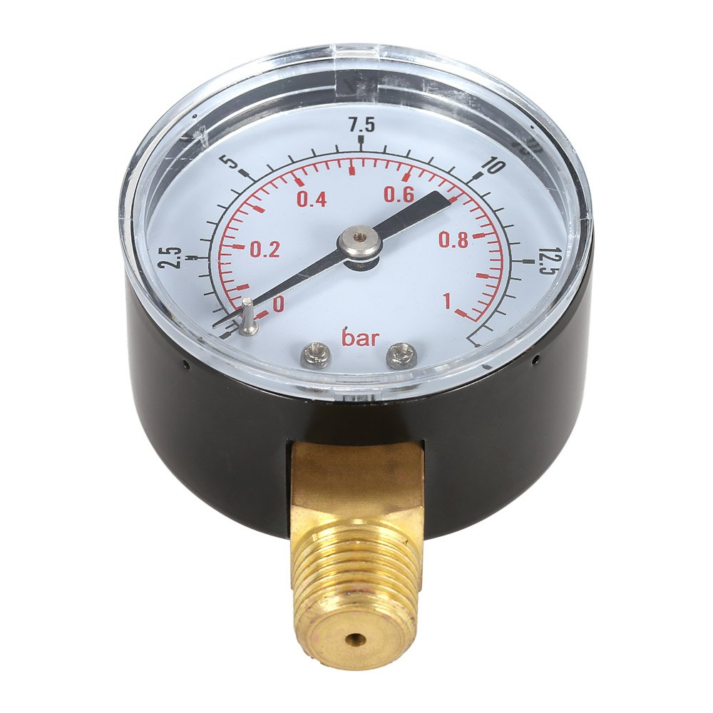 Pool Water Pressure Gauge Meter Manometer 0 15Psi 1Bar Hydraulic Measuring Tool with 1 4 NPT Thread Metal Stable Performance Size