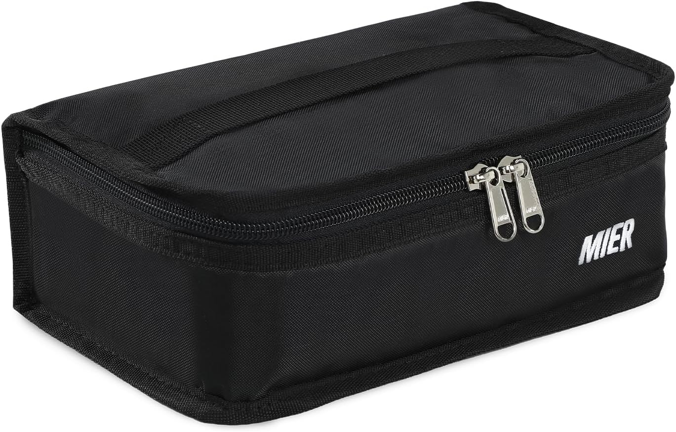 MIER Insulated Lunch Bag Small Lunch Box Bag Women Men Kids Portable Mini Cooler Bag for School Work Travel 5L, Black