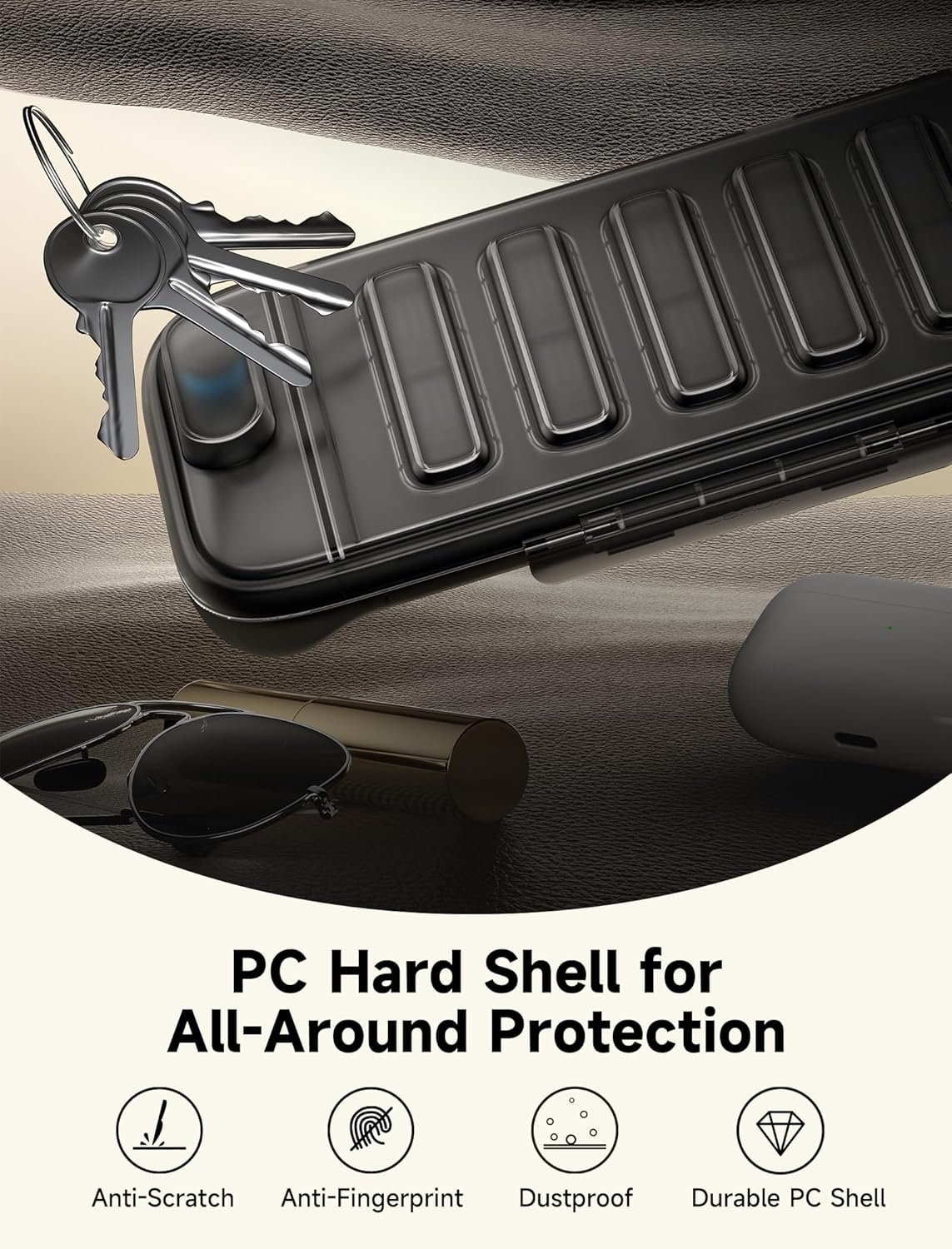 JSAUX Protective Case Compatible with Nintendo Switch 2 (2025), Ultra-Slim Hard Shell Carrying Case, Portable, Built-In Game Card Slot, Travel-Carry Full Protection Cover&ndash;Translucent Black PC0116 image number 4