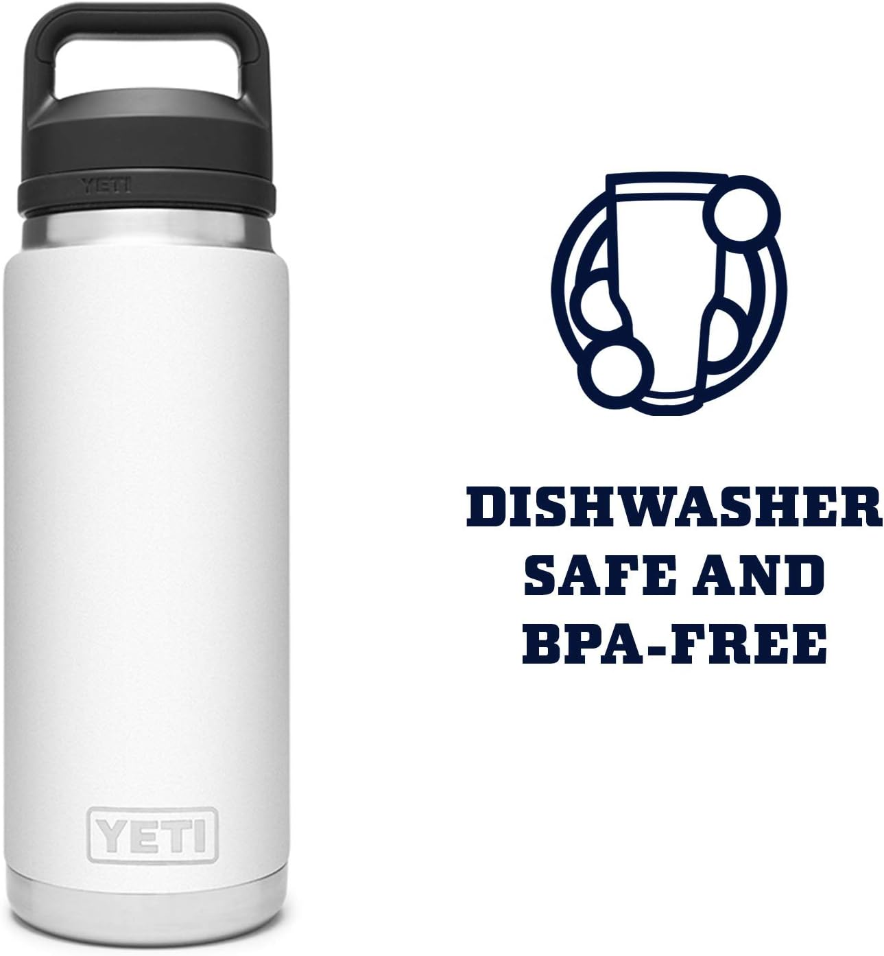 YETI Rambler 26 Oz Bottle, Vacuum Insulated, Stainless Steel with Chug Cap, White - Big Wave Blue image number 4