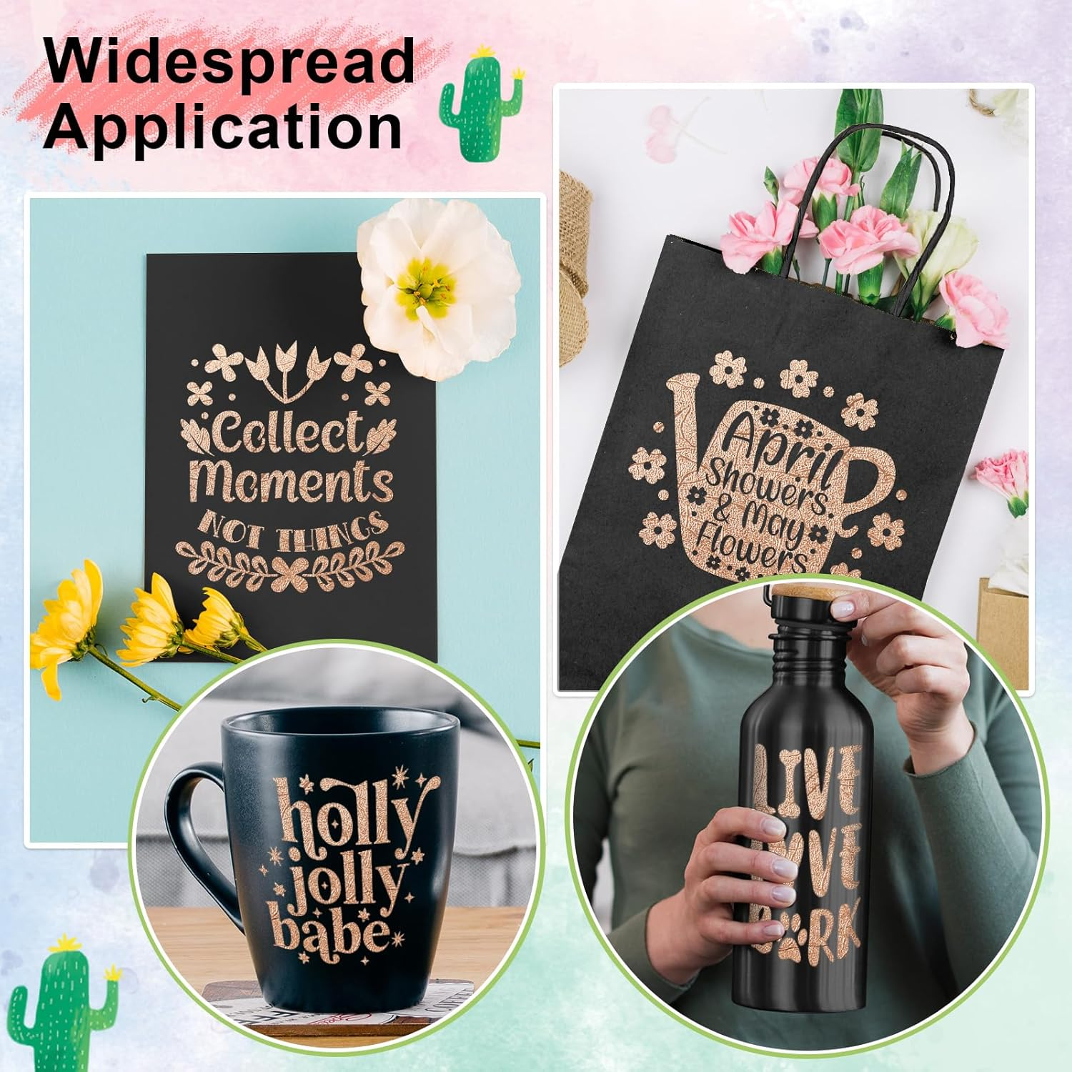 VINYL FROG Tree Texture Adhesive Vinyl Roll, 12" X6Ft Rose Gold, Permanent Craft Vinyl, Metallic Foil Sticker for Crafts, Home Decor image number 5