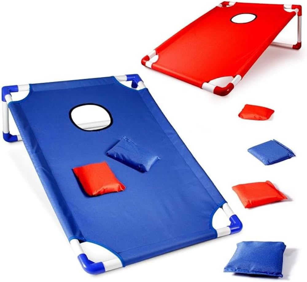 Portable Lightweight Outdoor Bean Bag Toss for Backyard, Camping -1 Corn Hole Board with 6 Bean Bags (Durable & Waterproof)