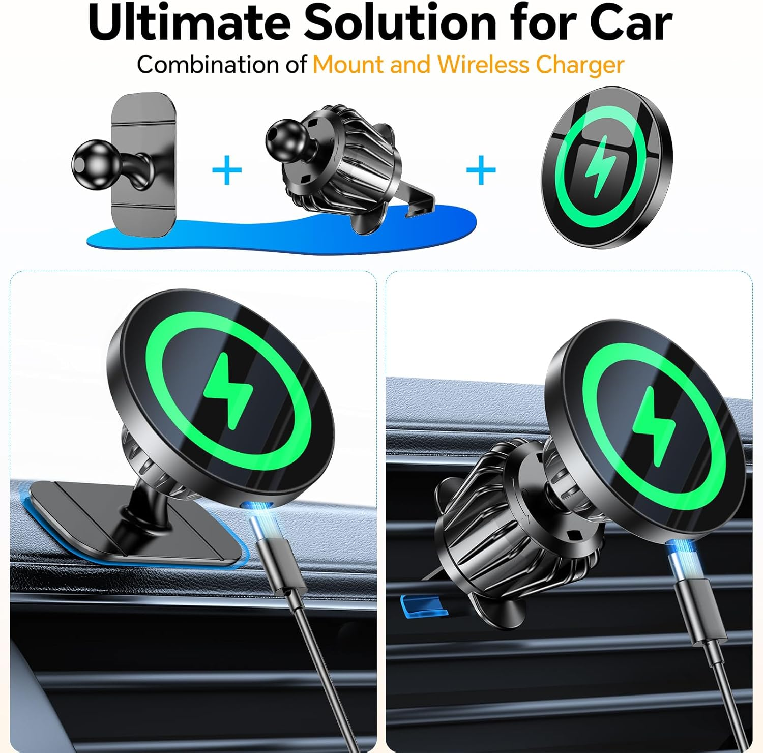 Coolpow for Magsafe Car Mount Charger【100% Stable】 15W Magsafe Car Charger, Car Phone Holder Charger Mag Safe Car Accessories for Women Men Magnetic Wireless Car Charger Iphone 16 Pro Max 15 14 13 12 image number 5