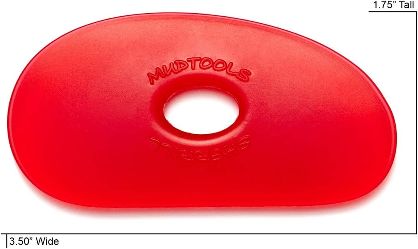 Mudtools Polymer Rib Red Size 1 Very Soft - Kidney Shape - Ceramics, Pottery, Clay - R1