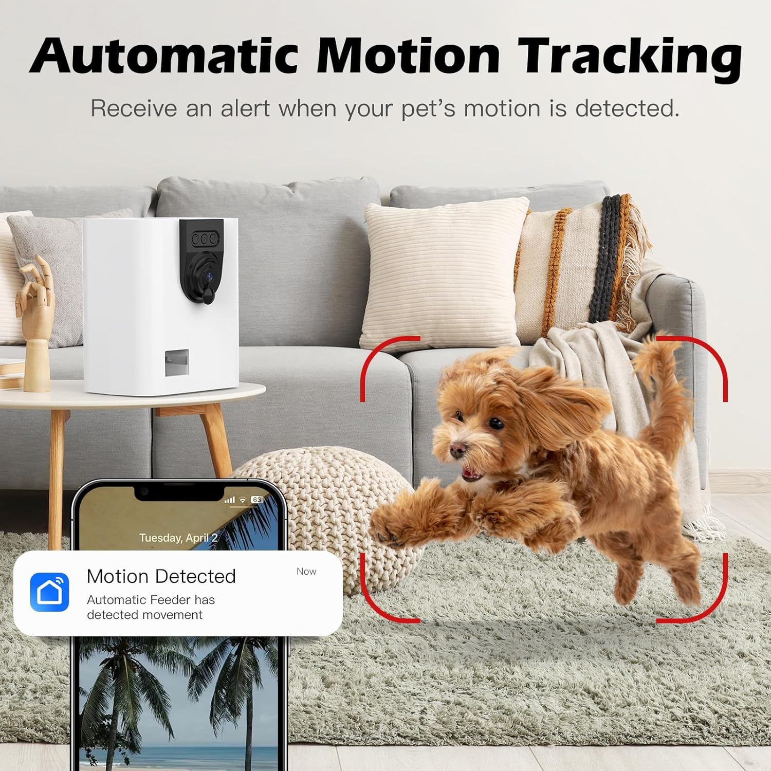 Dog Camera Treat Dispenser, 2.4G/5G Wifi Remote Tossing for Dogs/Cat, Pet Camera with Two Way Audio & 1080P HD Night Vision, Monitoring Pet Remotely image number 5