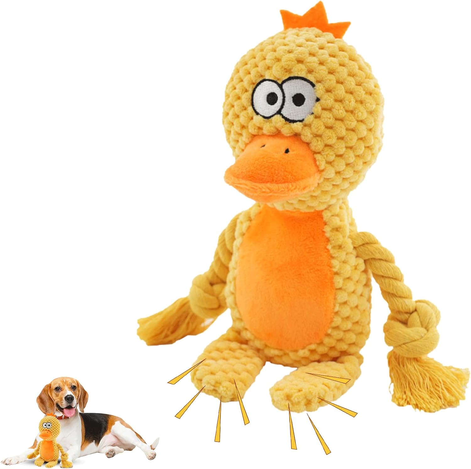 2025 Plush Dog Toy - Squeaky & Indestructible Chew Toy for Small Medium Dogs, Interactive Soft Stuffed Toy, Washable & Lightweight for Puppies (Duck) image number 4