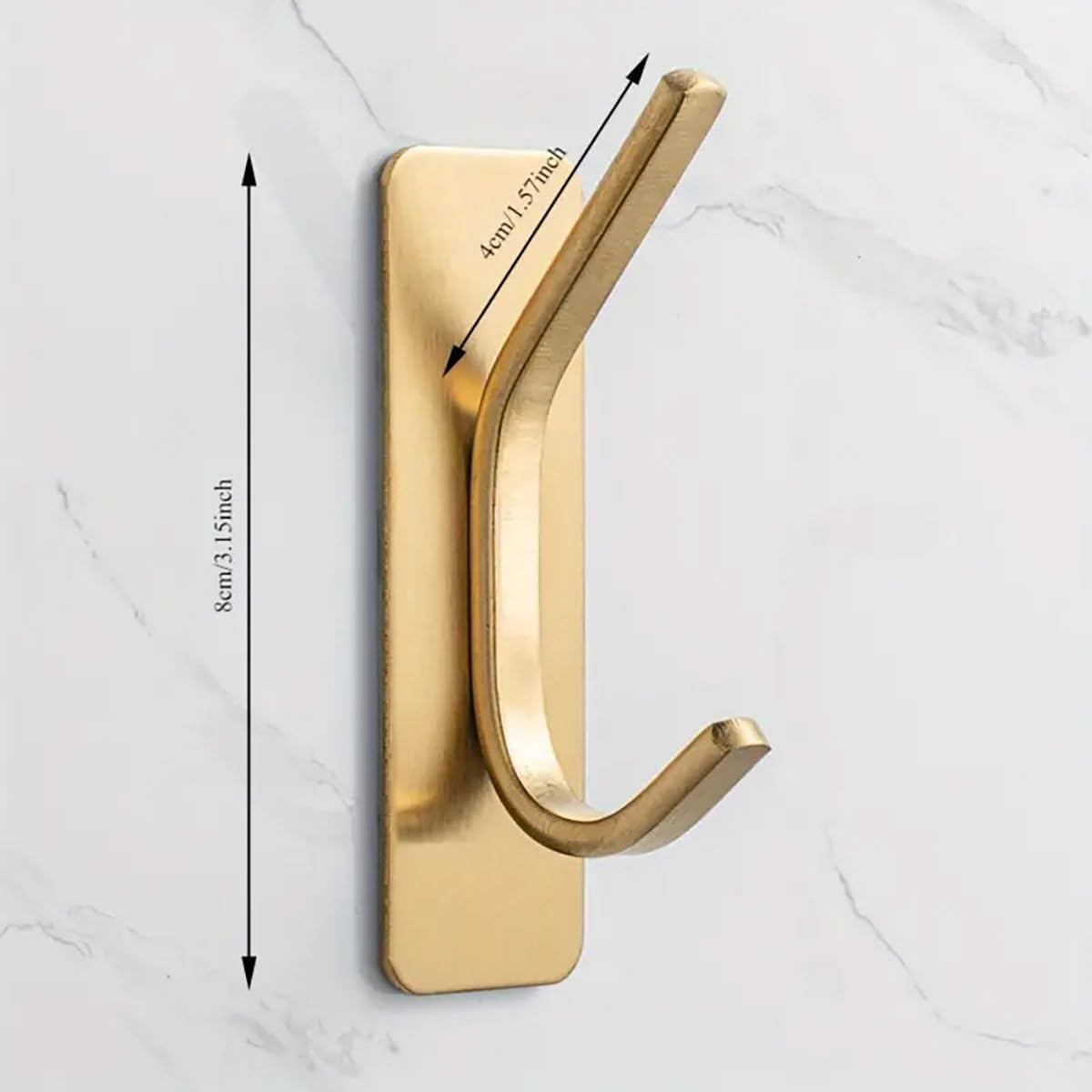 AIMALL 4PCS 304 Stainless Steel Adhesive Hook - Non-Perforated Seamless Single Hook for Bathroom, Kitchen, Door - Heavy Duty Metal Coat Hook