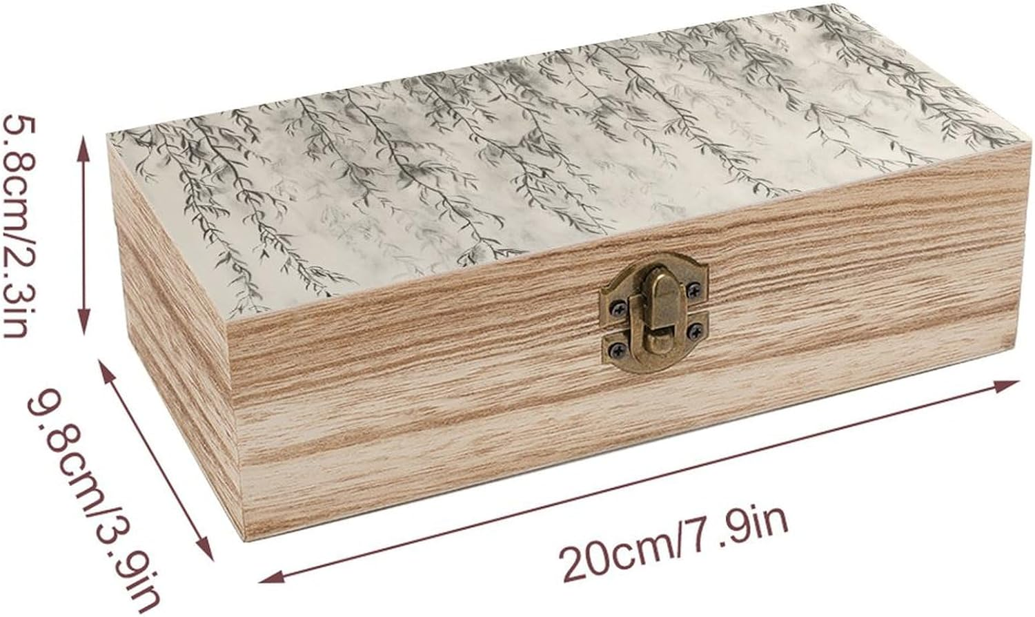 Willow Branch Drawing Wooden Box Wood Wedding Keepsake Boxes with Lids Small Decorative Boxes Lightweight Wooden Memory Storage Box for Crafts Keepsakes Jewelry Photo Letter Storage image number 3