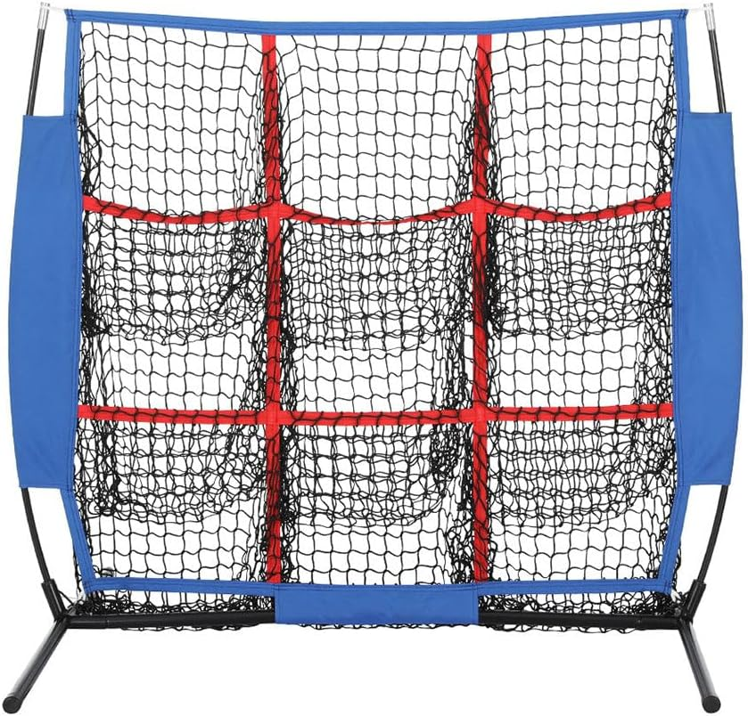 Everfit Baseball Net, 9 Pockets Practice Sports Nets Goal Portable Softball Training Aid Netting Screen Backyard Indoor Outdoor Camping Equipment, with Carry Bag Lightweight Blue