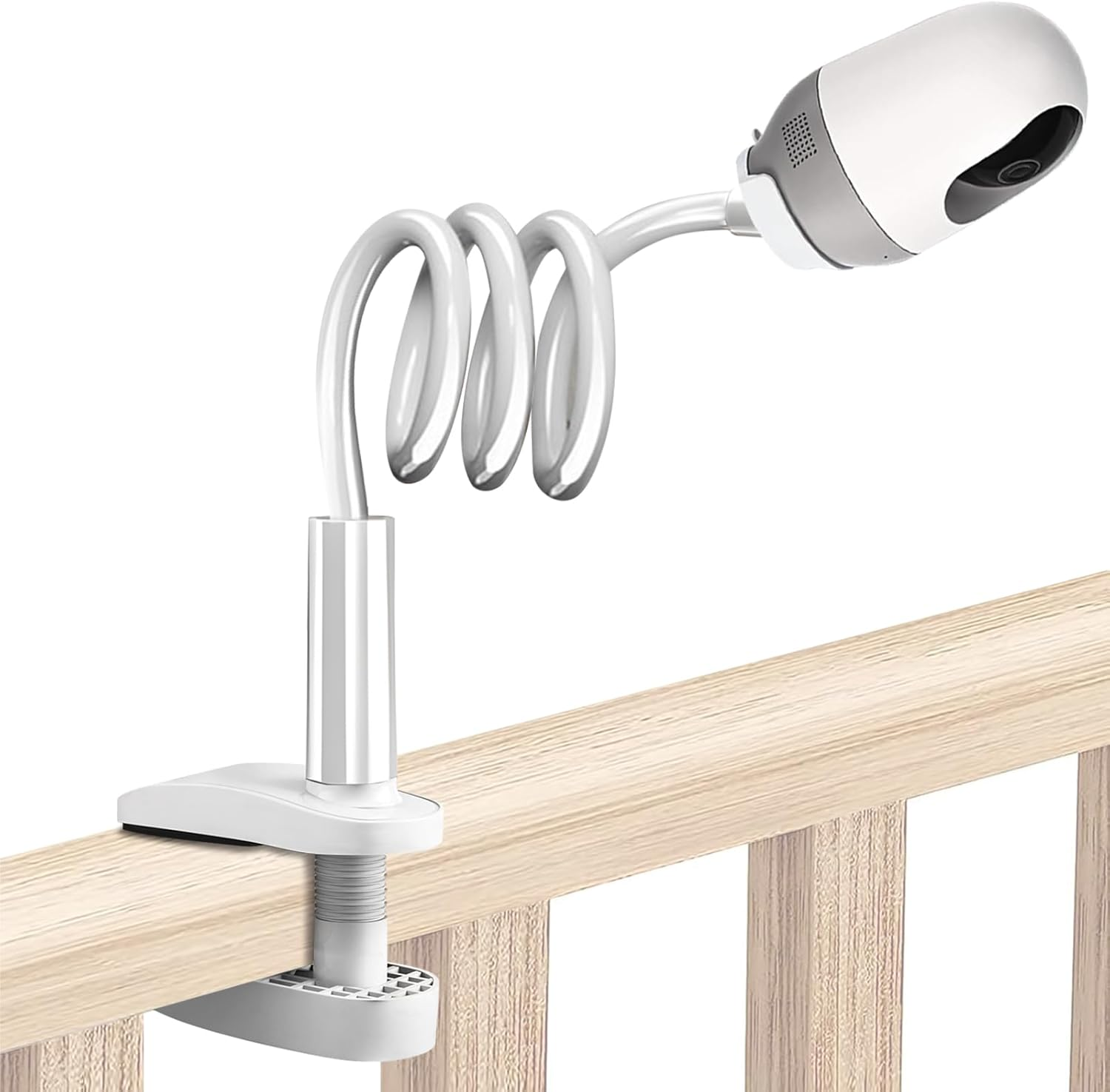 Universal Baby Monitor Mount - No Drilling Required Baby Camera Holder Crib Camera Stand with 1/4 Screw Twist Compatible with Arlo, Motorola, Hello Baby and Most Monitor Cameras (Clip on 1.1M) image number 2